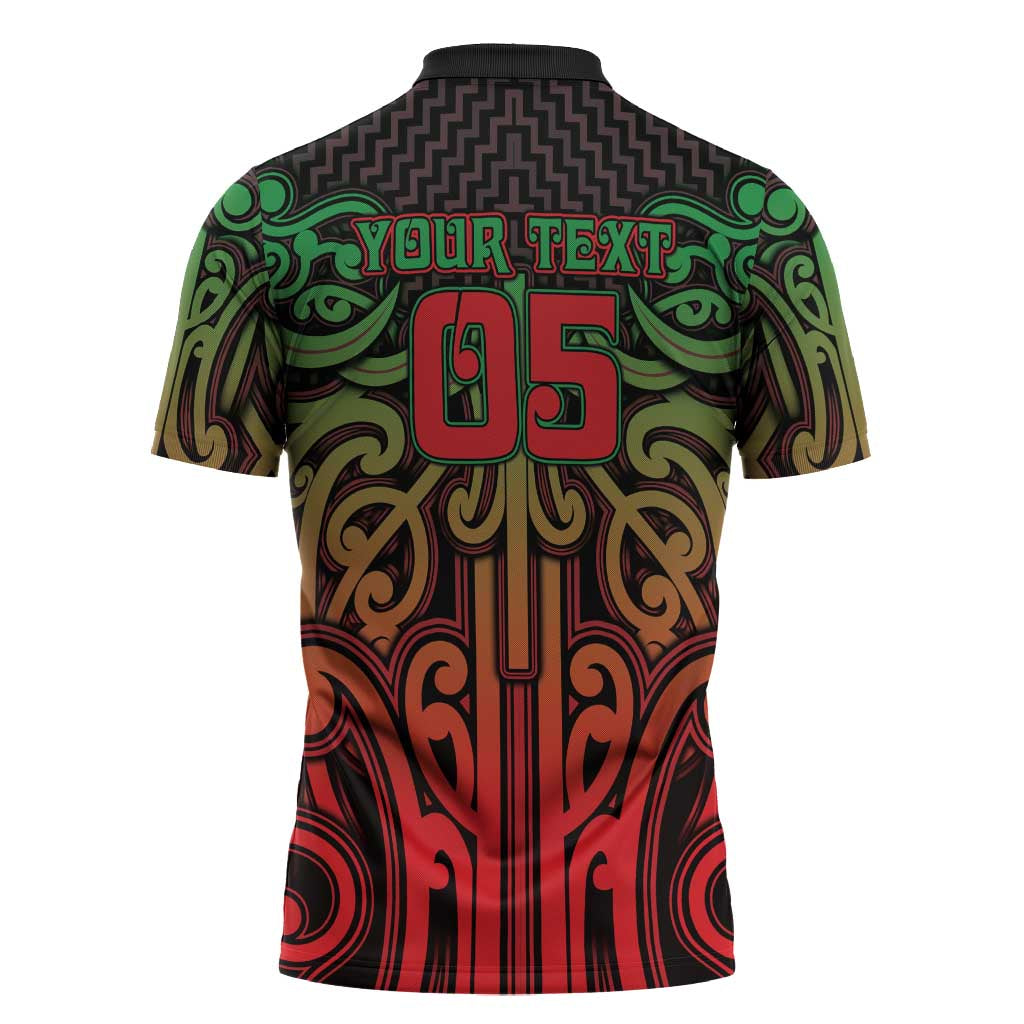 Custom Aotearoa Tuhoe Zipper Polo Shirt Maori Tribal Pattern Mix Poutama