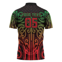 Custom Aotearoa Tuhoe Zipper Polo Shirt Maori Tribal Pattern Mix Poutama