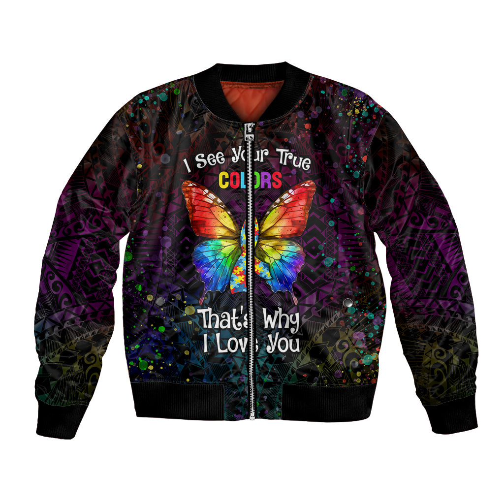 I See Your True Colors Personalised Bomber Jacket Autism Awareness