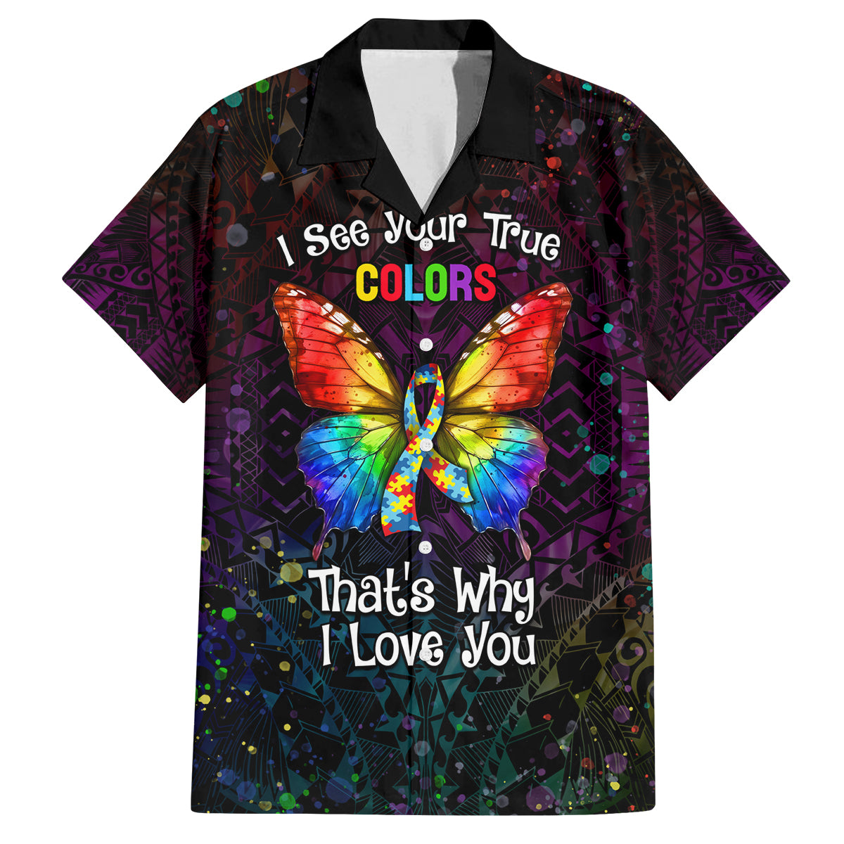 I See Your True Colors Personalised Family Matching Summer Maxi Dress and Hawaiian Shirt Autism Awareness