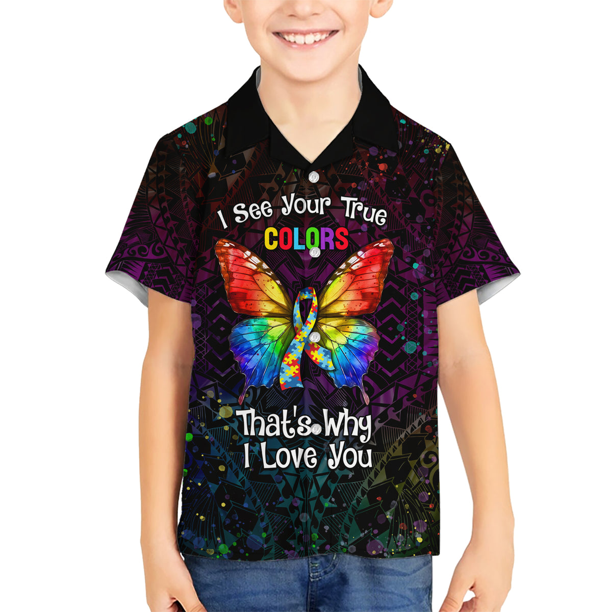 I See Your True Colors Personalised Hawaiian Shirt Autism Awareness