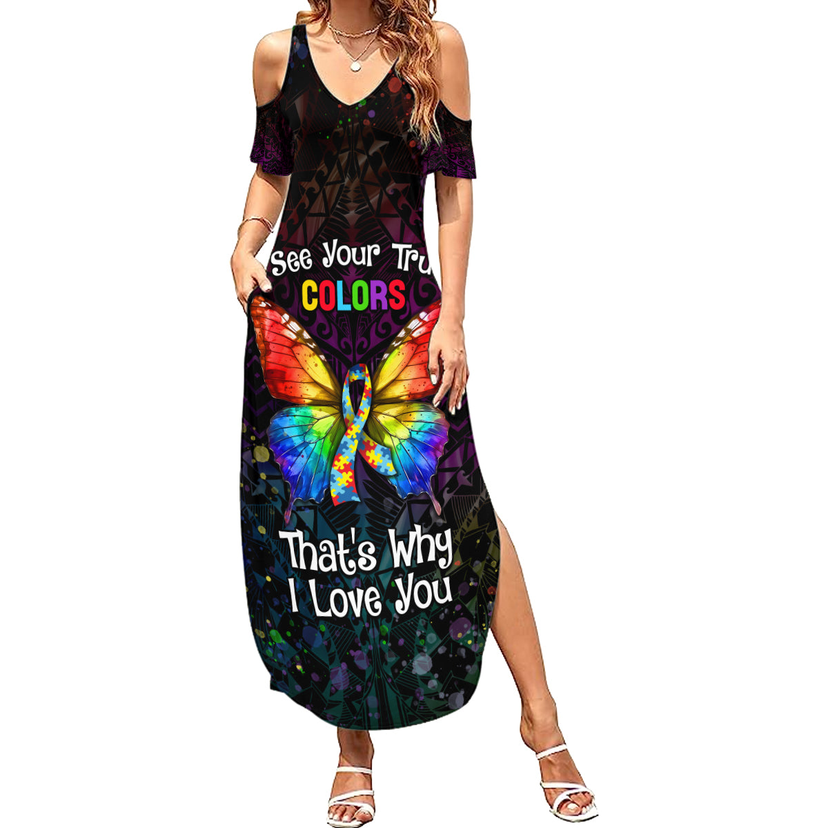 I See Your True Colors Personalised Summer Maxi Dress Autism Awareness