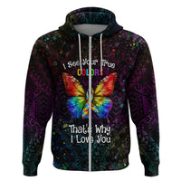 I See Your True Colors Personalised Zip Hoodie Autism Awareness