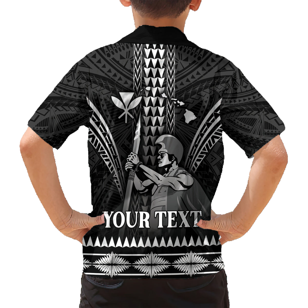 Personalised Hawaii Happy King Kamehameha Day Kid Hawaiian Shirt Kakau Pattern