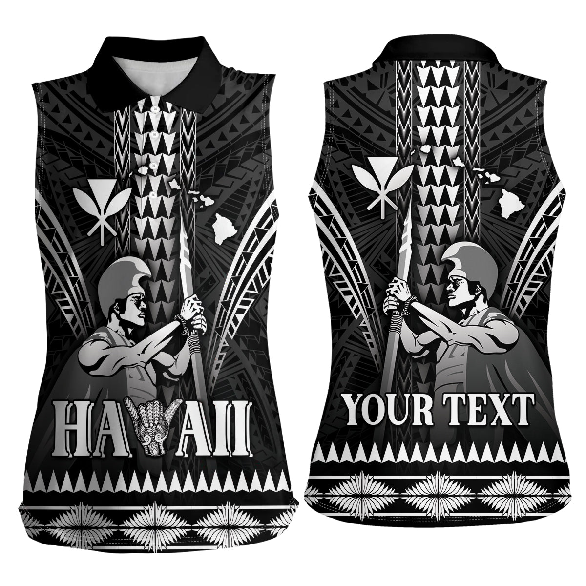Personalised Hawaii Happy King Kamehameha Day Women Sleeveless Polo Shirt Kakau Pattern