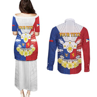 Personalised Philippines Independence Day Couples Matching Puletasi and Long Sleeve Button Shirt Maligayang Araw ng Kalayaan Filipino Carabao