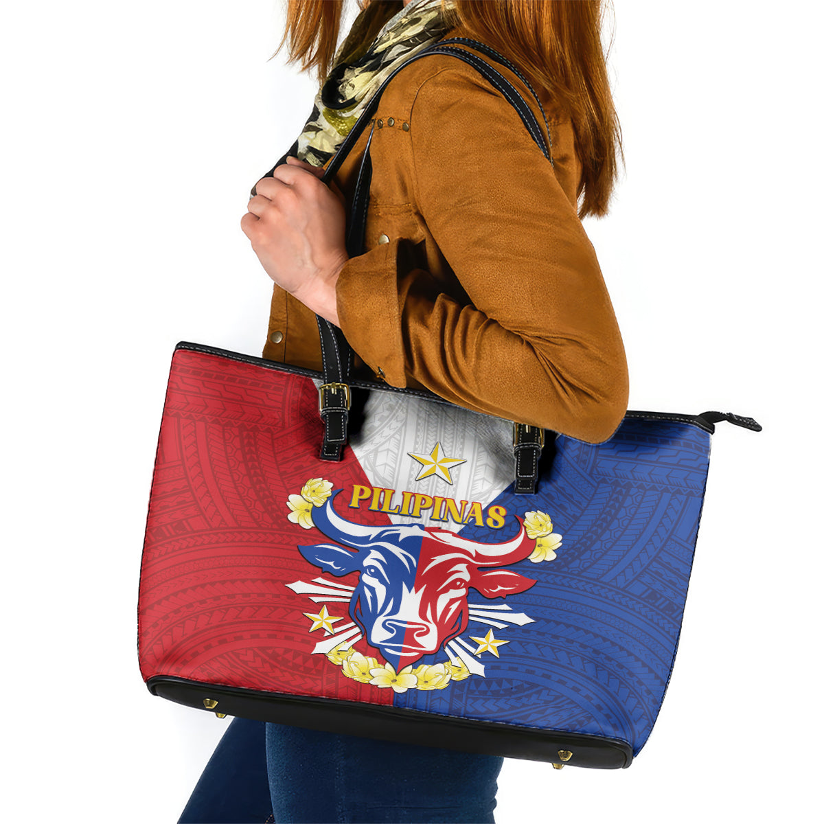 Philippines Independence Day Leather Tote Bag Maligayang Araw ng Kalayaan Filipino Carabao