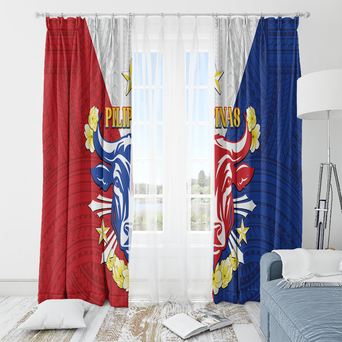Philippines Independence Day Window Curtain Maligayang Araw ng Kalayaan Filipino Carabao