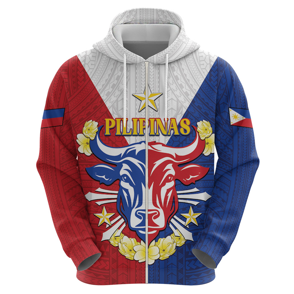 Personalised Philippines Independence Day Zip Hoodie Maligayang Araw ng Kalayaan Filipino Carabao LT05 - Polynesian Pride