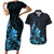 Matariki New Zealand Couples Matching Short Sleeve Bodycon Dress and Hawaiian Shirt Maori Pattern Blue Galaxy