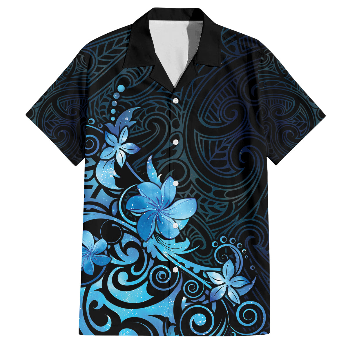 Matariki New Zealand Family Matching Off Shoulder Maxi Dress and Hawaiian Shirt Maori Pattern Blue Galaxy LT05 Dad's Shirt - Short Sleeve Blue - Polynesian Pride
