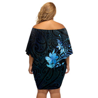 Matariki New Zealand Family Matching Off Shoulder Short Dress and Hawaiian Shirt Maori Pattern Blue Galaxy LT05 - Polynesian Pride