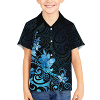Matariki New Zealand Family Matching Off Shoulder Short Dress and Hawaiian Shirt Maori Pattern Blue Galaxy LT05 Son's Shirt Blue - Polynesian Pride