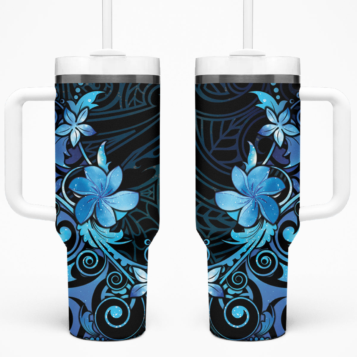 Matariki New Zealand Tumbler With Handle Maori Pattern Blue Galaxy