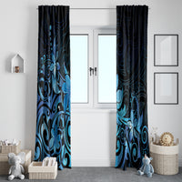 Matariki New Zealand Window Curtain Maori Pattern Blue Galaxy