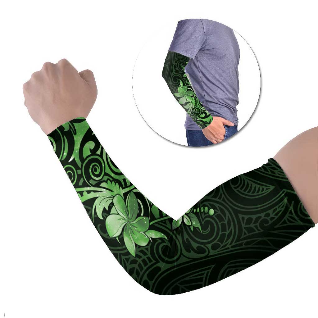 Matariki New Zealand Arm Sleeves Maori Pattern Green Galaxy - Polynesian Pride