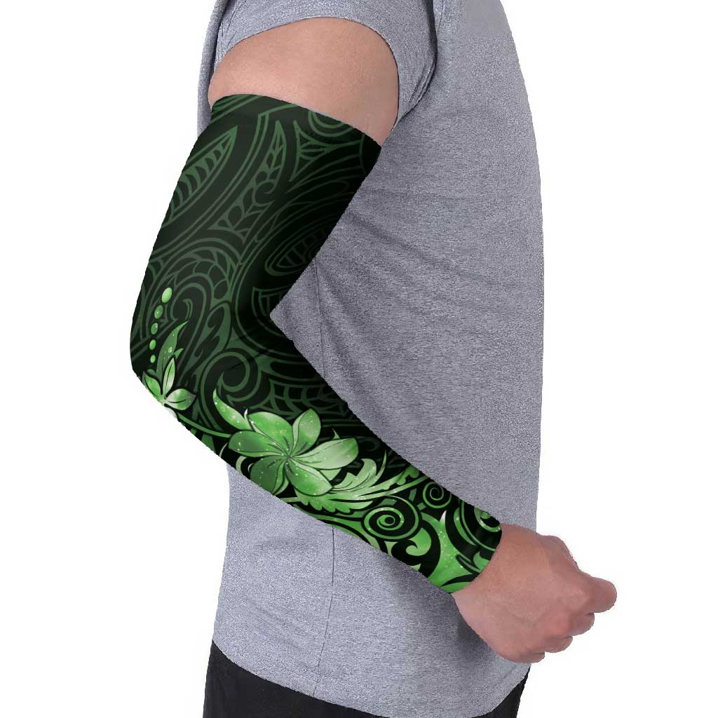 Matariki New Zealand Arm Sleeves Maori Pattern Green Galaxy - Polynesian Pride