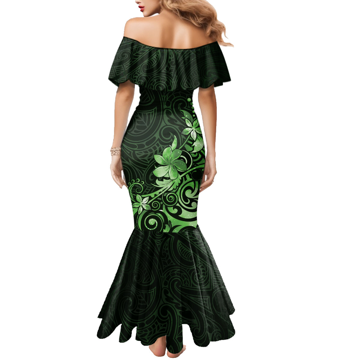Matariki New Zealand Family Matching Mermaid Dress and Hawaiian Shirt Maori Pattern Green Galaxy LT05 - Polynesian Pride