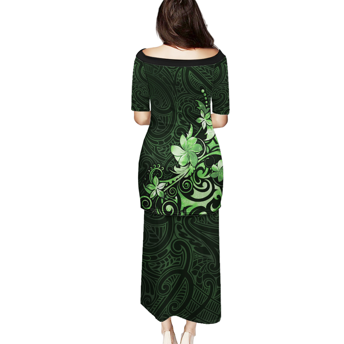 Matariki New Zealand Family Matching Puletasi and Hawaiian Shirt Maori Pattern Green Galaxy LT05 - Polynesian Pride