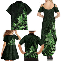 Matariki New Zealand Family Matching Summer Maxi Dress and Hawaiian Shirt Maori Pattern Green Galaxy LT05 - Polynesian Pride