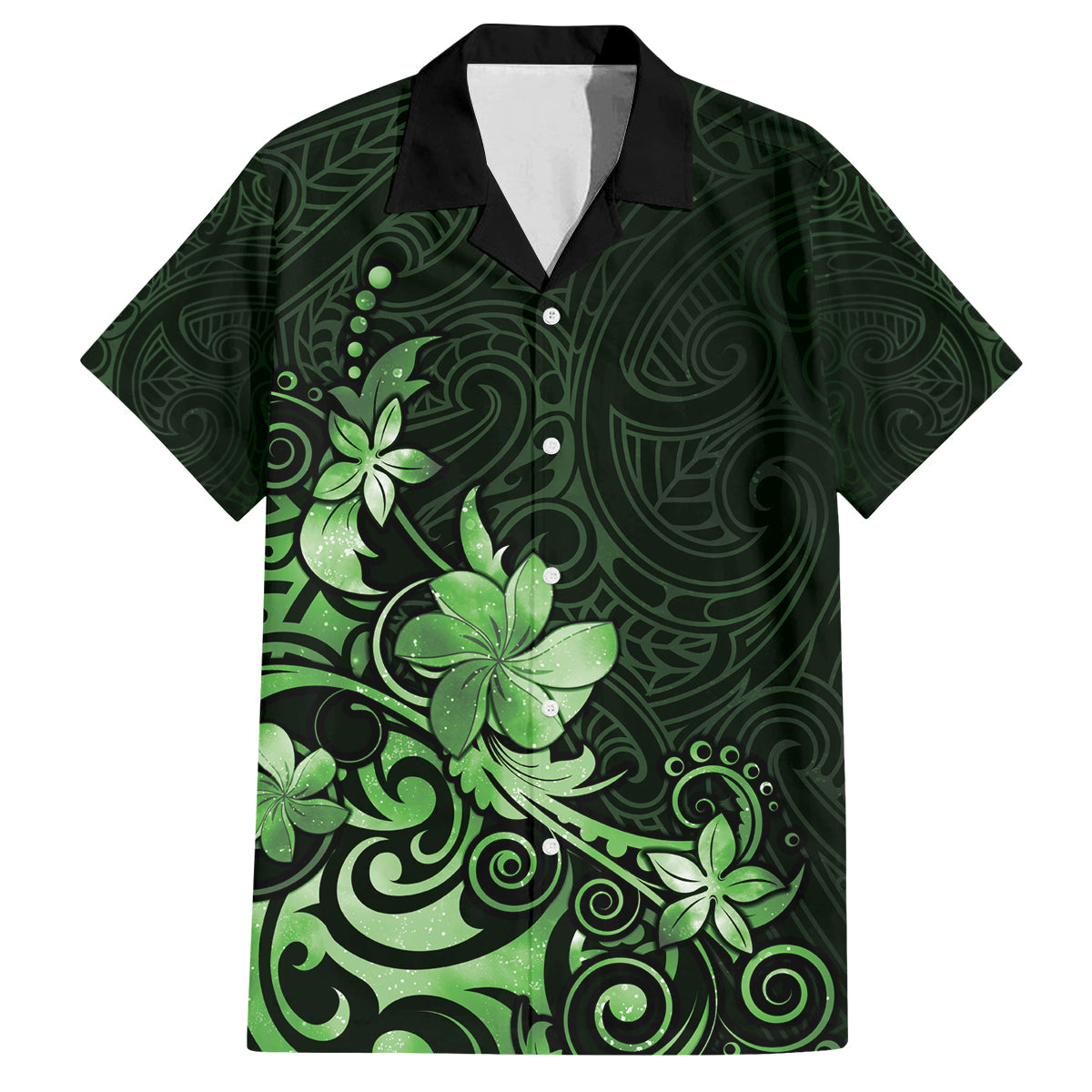 Matariki New Zealand Family Matching Summer Maxi Dress and Hawaiian Shirt Maori Pattern Green Galaxy LT05 Dad's Shirt - Short Sleeve Green - Polynesian Pride