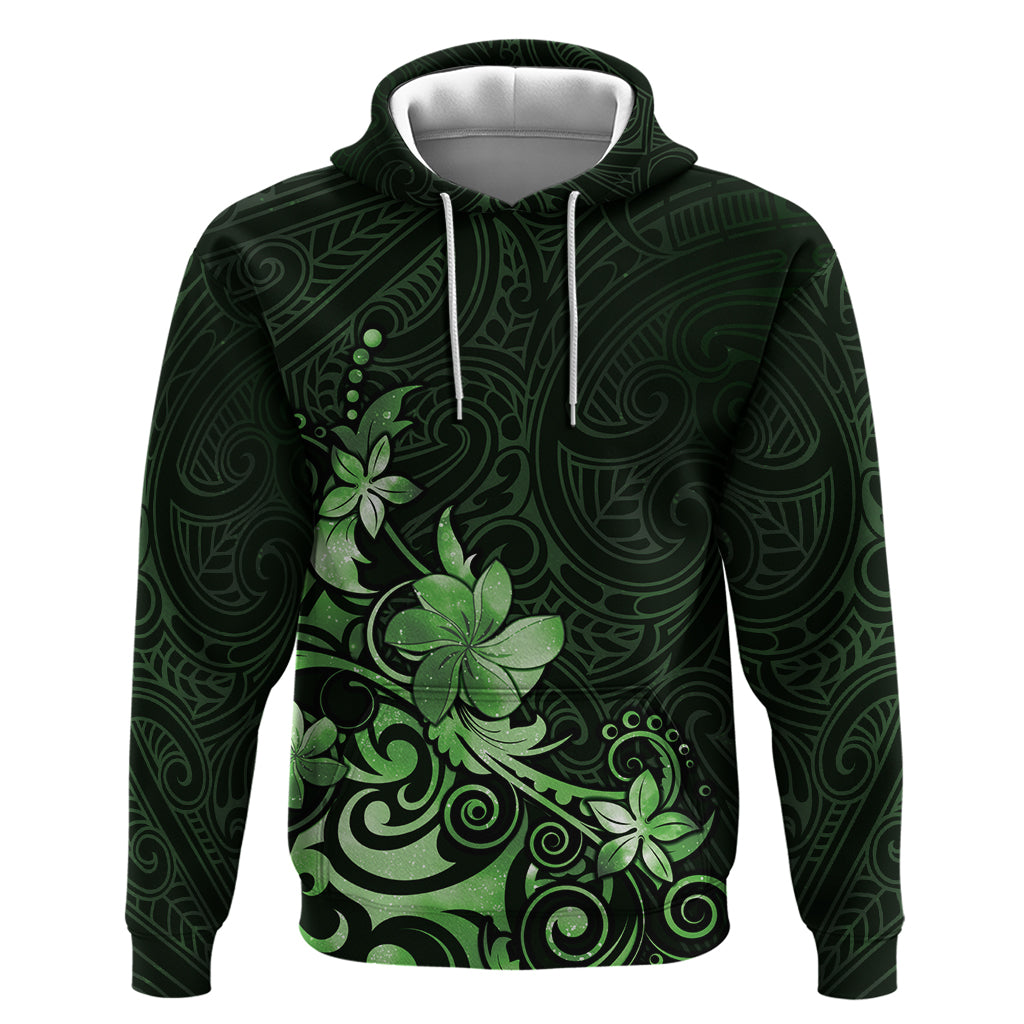 Matariki New Zealand Hoodie Maori Pattern Green Galaxy