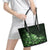 Matariki New Zealand Leather Tote Bag Maori Pattern Green Galaxy