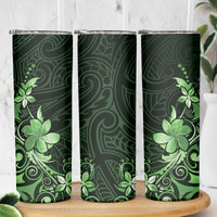 Matariki New Zealand Skinny Tumbler Maori Pattern Green Galaxy