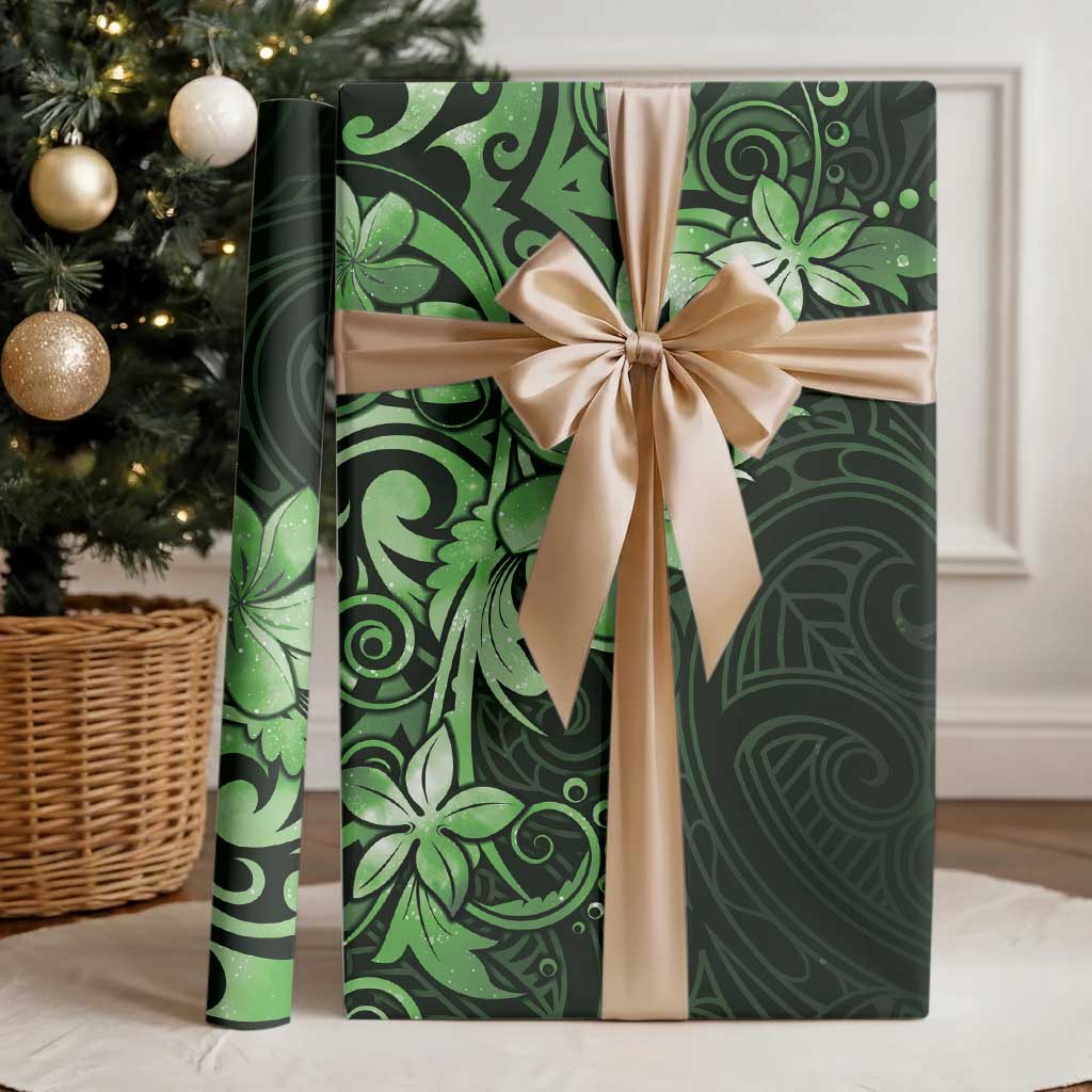 Matariki New Zealand Wrapping Paper Maori Pattern Green Galaxy - Polynesian Pride