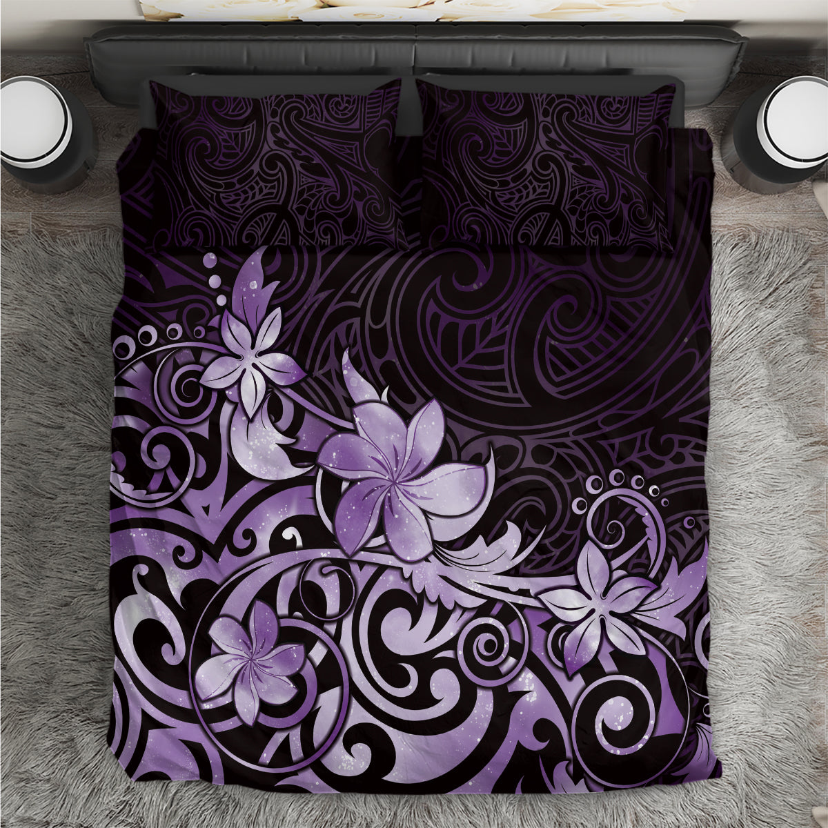 Matariki New Zealand Bedding Set Maori Pattern Purple Galaxy