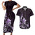 Matariki New Zealand Couples Matching Short Sleeve Bodycon Dress and Hawaiian Shirt Maori Pattern Purple Galaxy