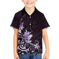 Matariki New Zealand Family Matching Long Sleeve Bodycon Dress and Hawaiian Shirt Maori Pattern Purple Galaxy LT05 Son's Shirt Purple - Polynesian Pride