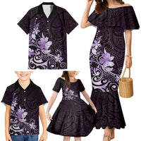 Matariki New Zealand Family Matching Mermaid Dress and Hawaiian Shirt Maori Pattern Purple Galaxy LT05 - Polynesian Pride
