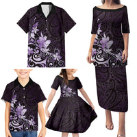 Matariki New Zealand Family Matching Puletasi and Hawaiian Shirt Maori Pattern Purple Galaxy LT05 - Polynesian Pride