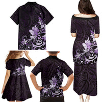Matariki New Zealand Family Matching Puletasi and Hawaiian Shirt Maori Pattern Purple Galaxy LT05 - Polynesian Pride
