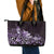 Matariki New Zealand Leather Tote Bag Maori Pattern Purple Galaxy