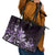 Matariki New Zealand Leather Tote Bag Maori Pattern Purple Galaxy