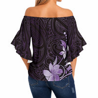 Matariki New Zealand Off Shoulder Wrap Waist Top Maori Pattern Purple Galaxy LT05 - Polynesian Pride