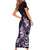 Matariki New Zealand Short Sleeve Bodycon Dress Maori Pattern Purple Galaxy