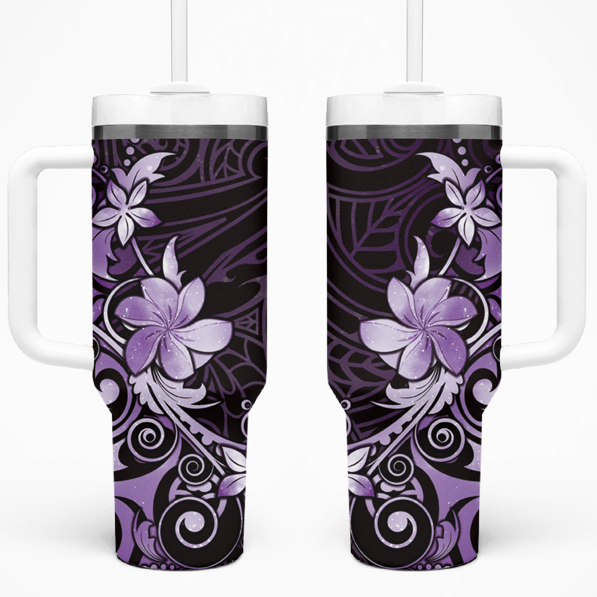 Matariki New Zealand Tumbler With Handle Maori Pattern Purple Galaxy