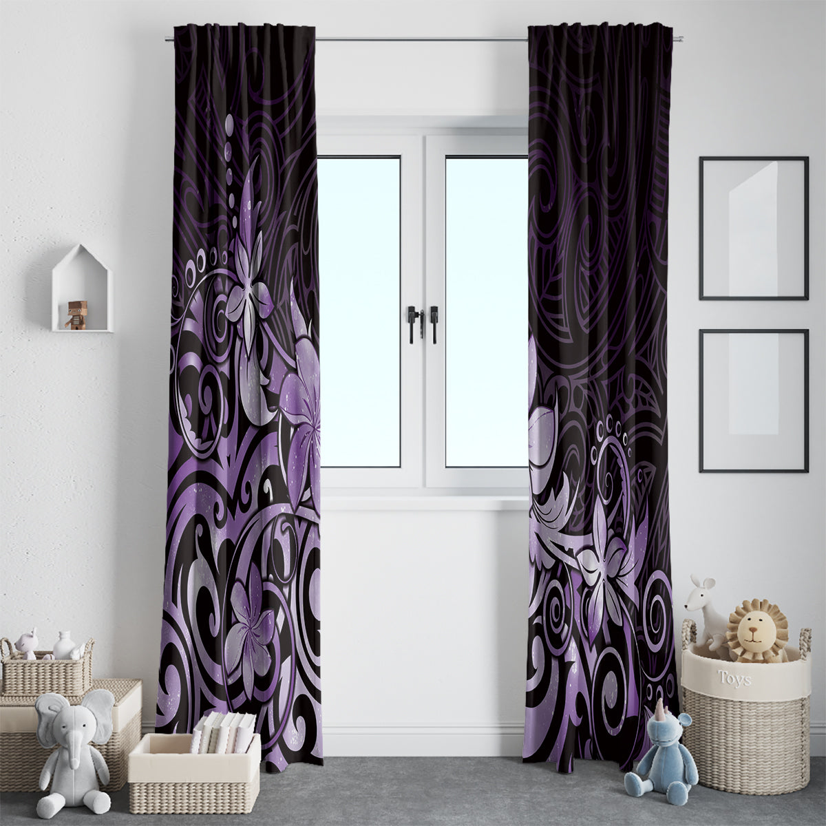 Matariki New Zealand Window Curtain Maori Pattern Purple Galaxy