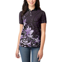 Matariki New Zealand Women Polo Shirt Maori Pattern Purple Galaxy