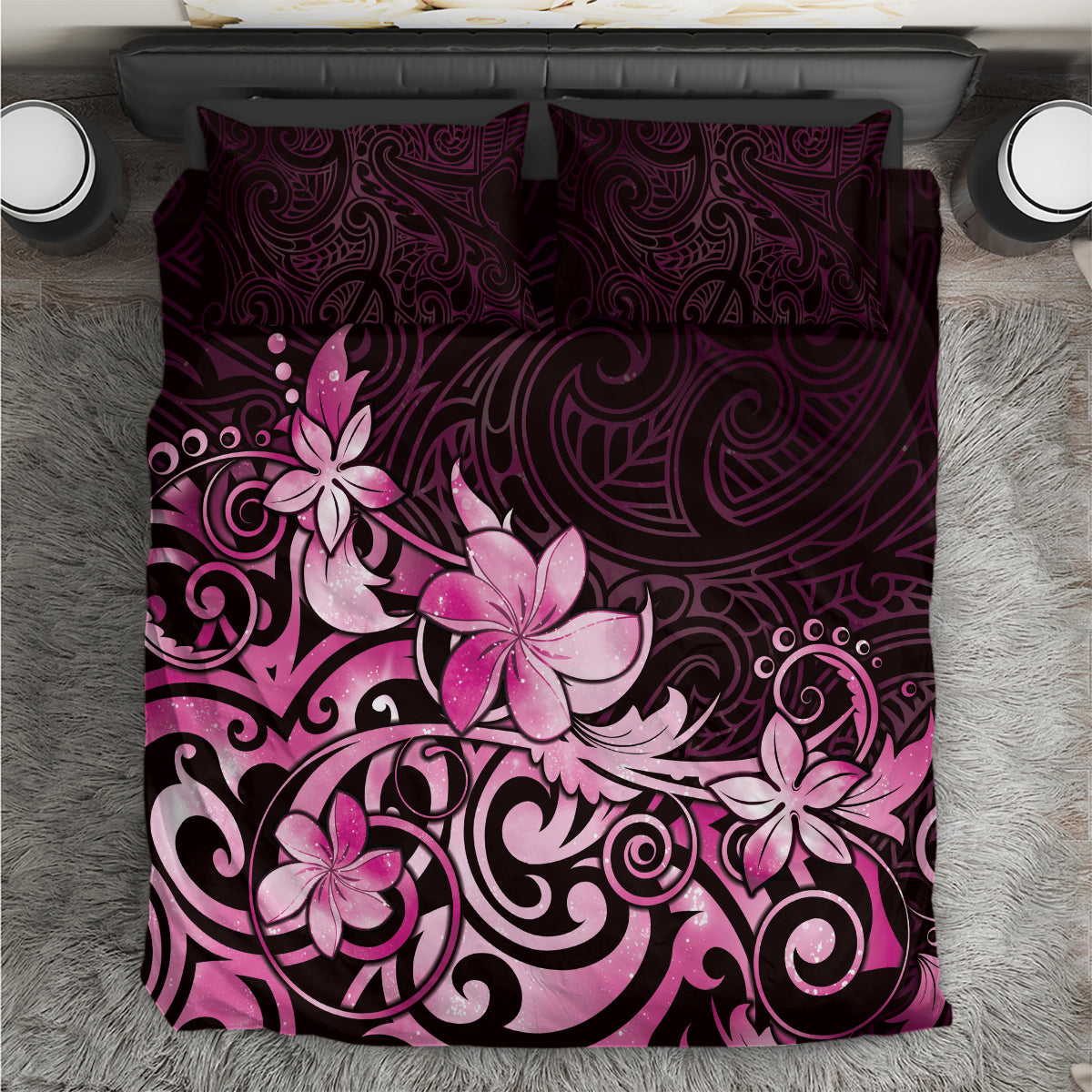 Matariki New Zealand Bedding Set Maori Pattern Pink Galaxy