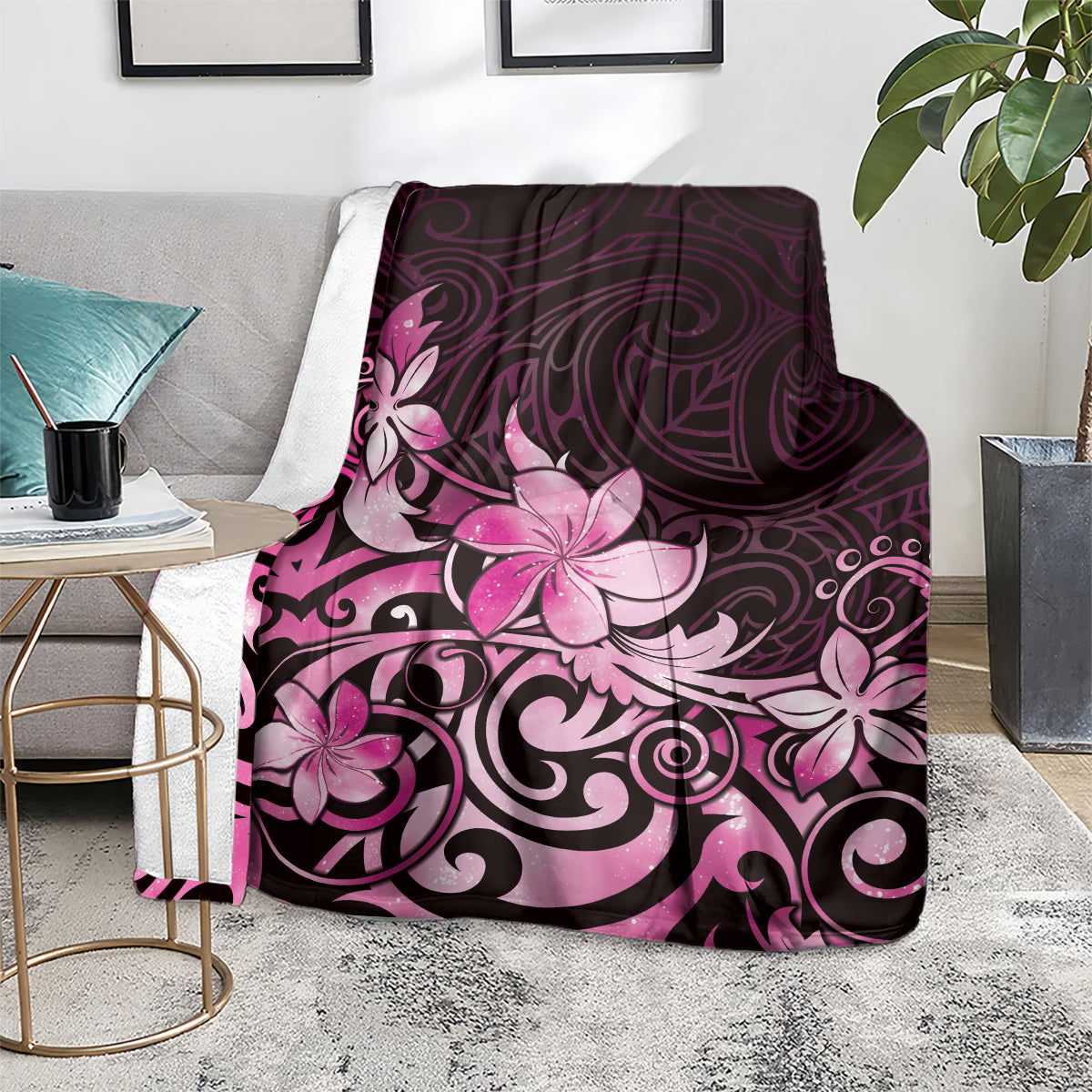 Matariki New Zealand Blanket Maori Pattern Pink Galaxy