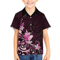 Matariki New Zealand Family Matching Short Sleeve Bodycon Dress and Hawaiian Shirt Maori Pattern Pink Galaxy LT05 Son's Shirt Pink - Polynesian Pride