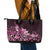 Matariki New Zealand Leather Tote Bag Maori Pattern Pink Galaxy