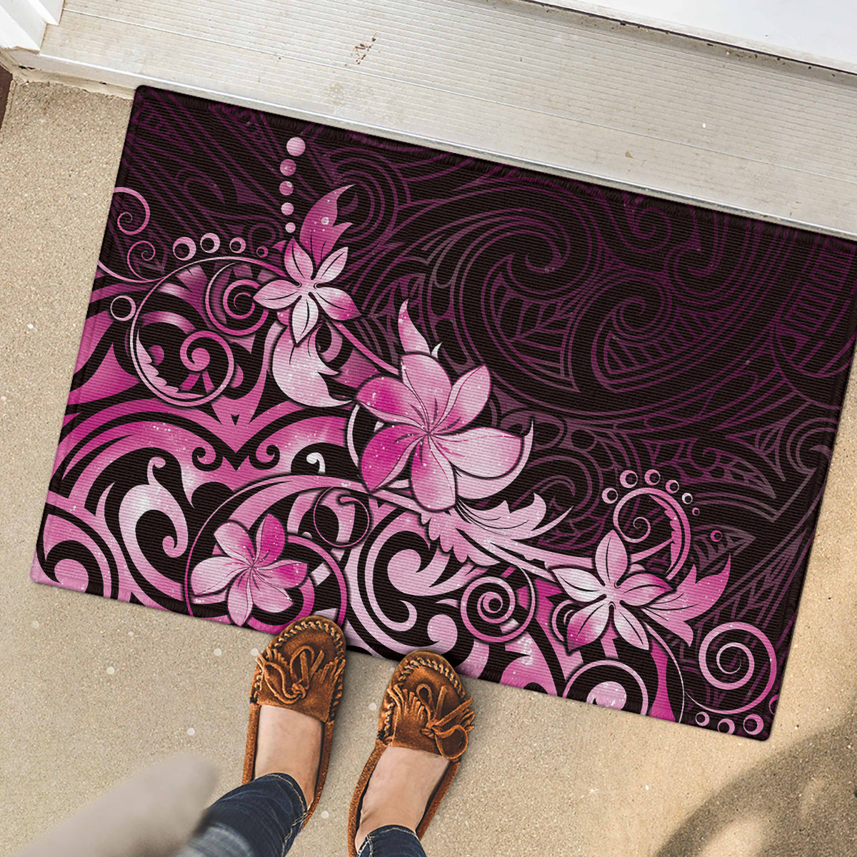 Matariki New Zealand Rubber Doormat Maori Pattern Pink Galaxy