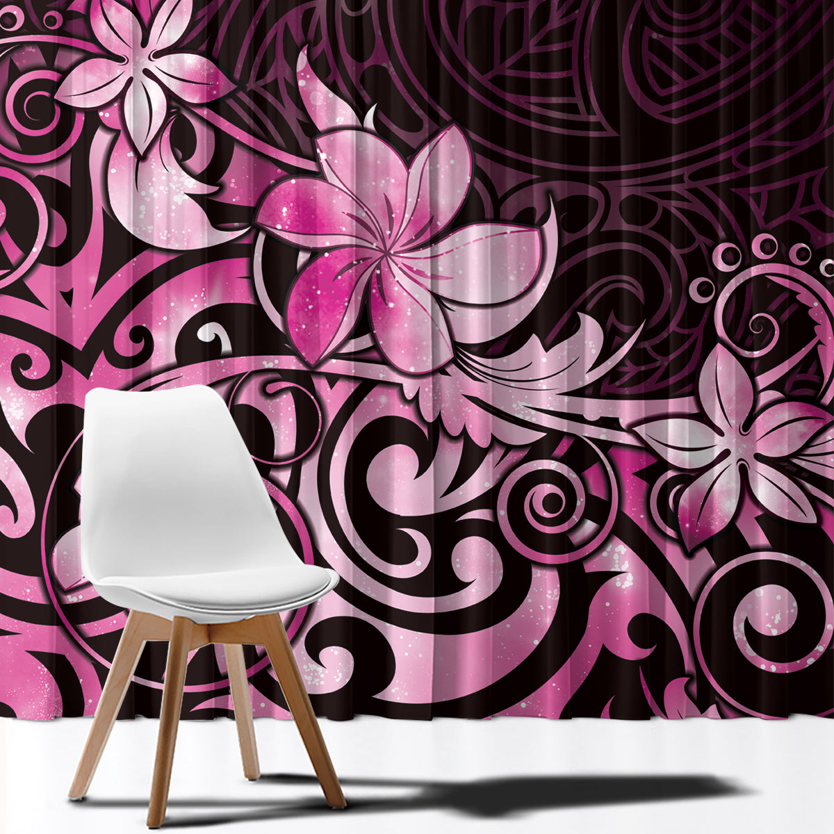 Matariki New Zealand Window Curtain Maori Pattern Pink Galaxy