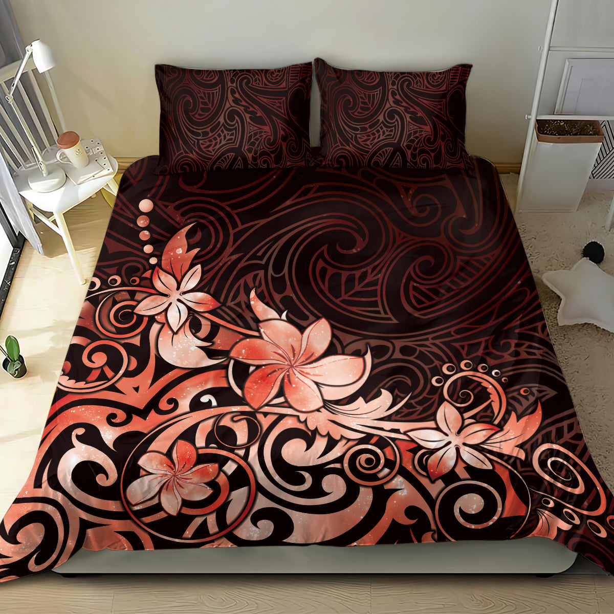Matariki New Zealand Bedding Set Maori Pattern Red Galaxy