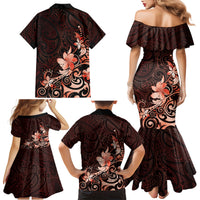 Matariki New Zealand Family Matching Mermaid Dress and Hawaiian Shirt Maori Pattern Red Galaxy LT05 - Polynesian Pride